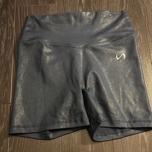 Women's Shiny Black Athletic Shorts